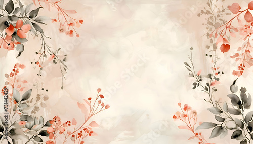 Boho background for decoration. Abstract floral watercolor background leave empty space for text. Beautiful  backdrop. 