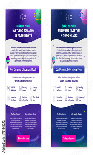 Galactic Education Infographic: Vibrant Designs for Educational flyer Outer Space Themed. Explore Two Color Versions.