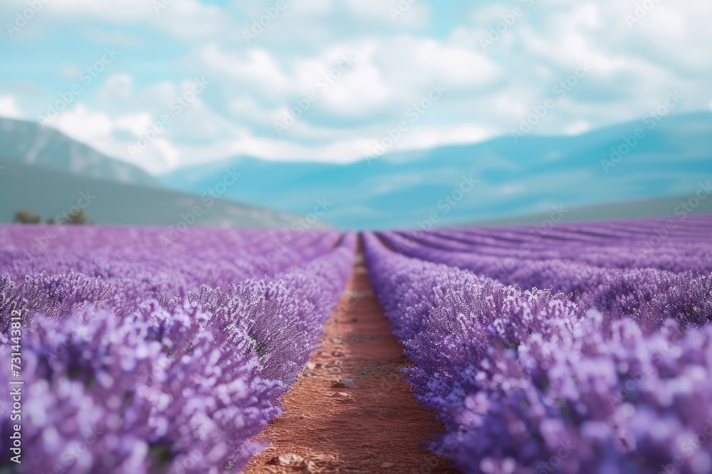Tranquil Pathways Through Lush Lavender Fields: A Cinematic Escape