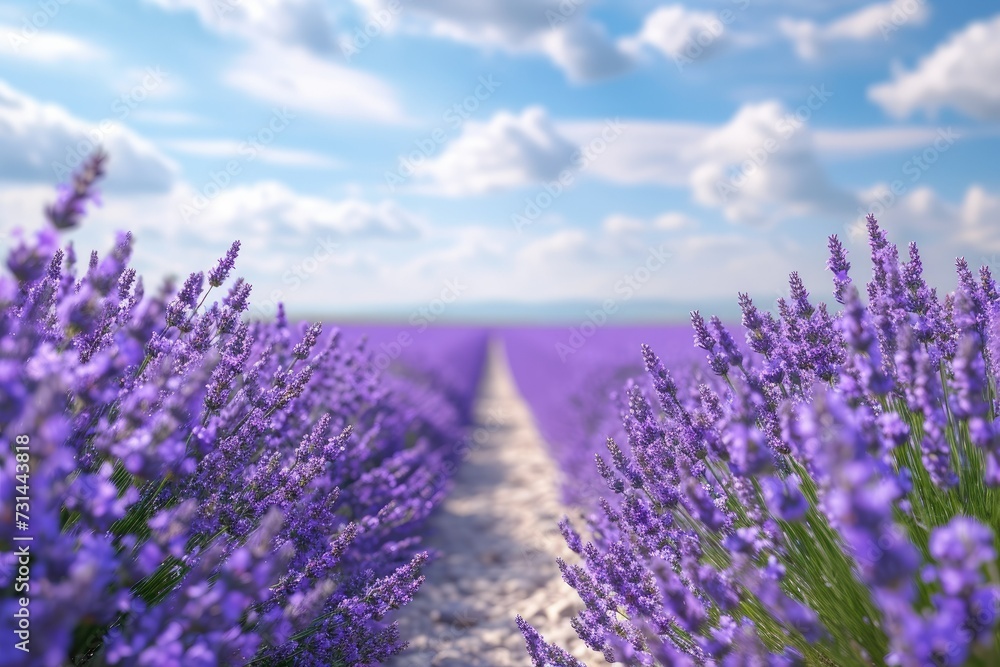 Tranquil Pathways: A Cinematic View of Lavender Fields in Bloom