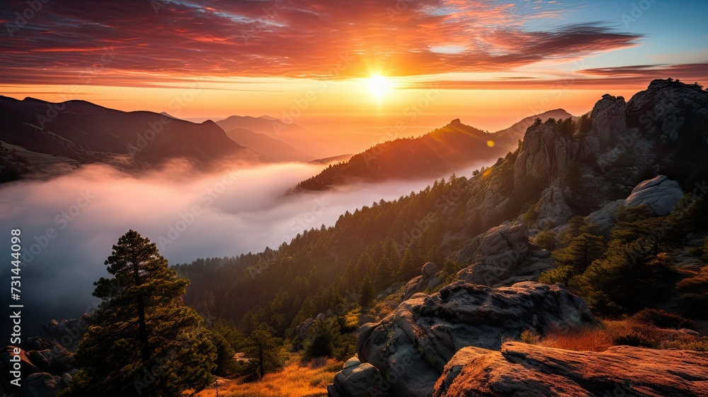 Captivating Sunrise Over Majestic Mountain Peak: A Breathtaking Natural Wonder
