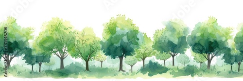 watercolor landscape with trees photo