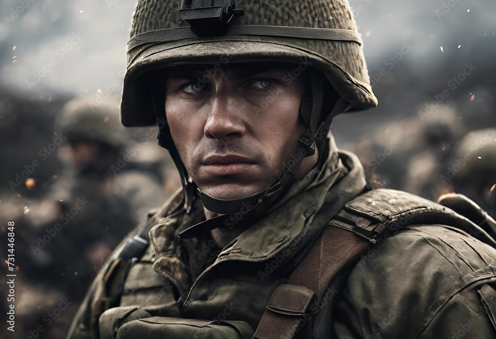 Portrait Of Soldier Army Man, AI Generative Photo Portrait Of Soldier Army Man, AI Generative Photo