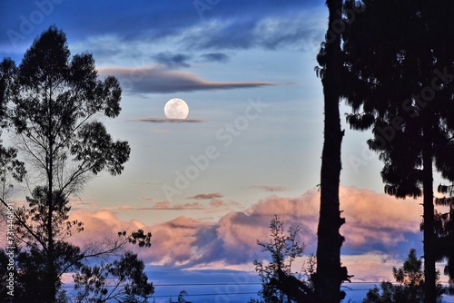 Moon and sunset