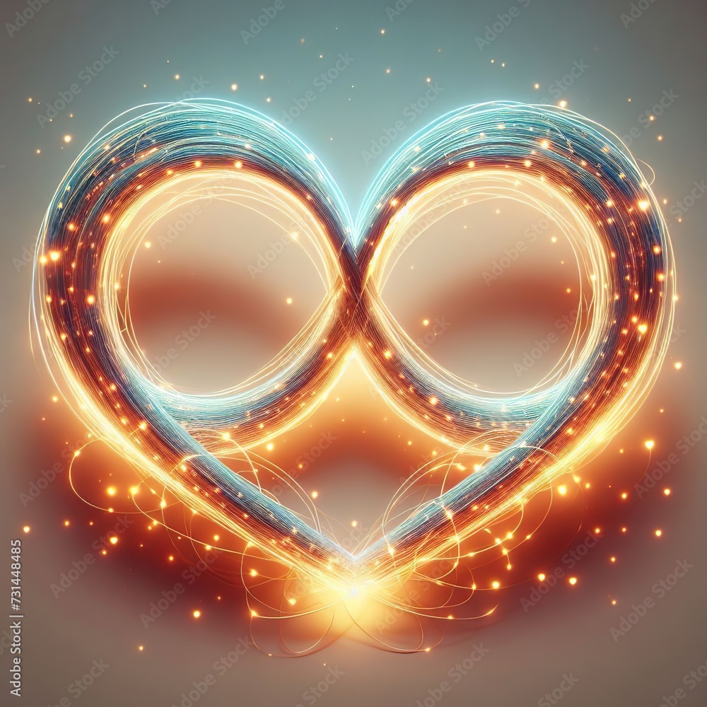 stylized infinity sign, which is united with a heart, lit by numerous ...