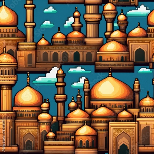 4K mousque design or illustration of an mosque, set of icons for design mosque, mosque Islamic Ramadhan, elements mosque muslim	 photo