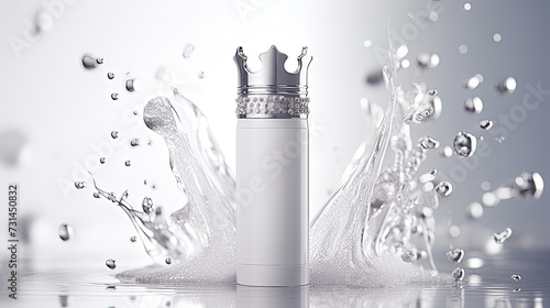 cosmetic product with crown white bottle