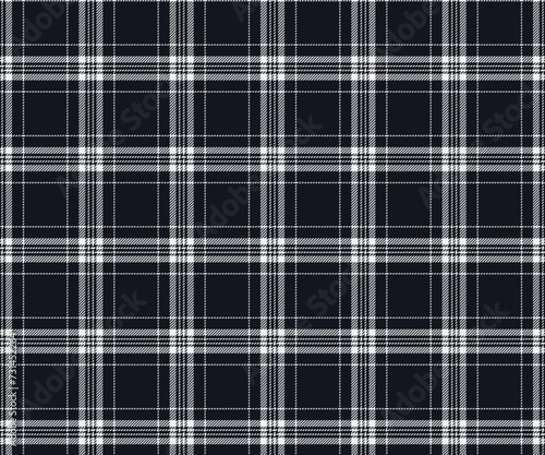Plaid fabric pattern, black, white. Seamless background for textiles, design of clothes, skirts, pants or decorative fabric. Vector illustration.