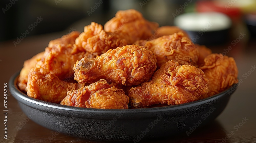 Crispy Fried Chicken in a bowl is ready to be served. Crispy Fried Chicken in a bowl is ready to be served.