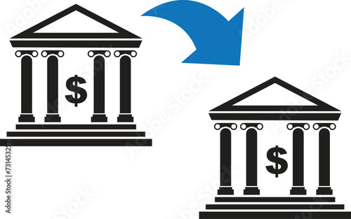 Bank transfer icon, money transfer icon, money transfer by bank icon vector illustration