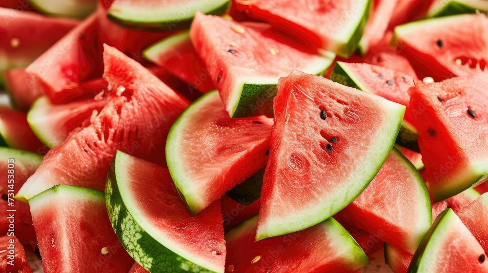 Heap of fresh watermelon slices as background. Heap of fresh watermelon slices as background.