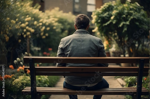 a man sitting on bench in park back shot, person sitting on a bench