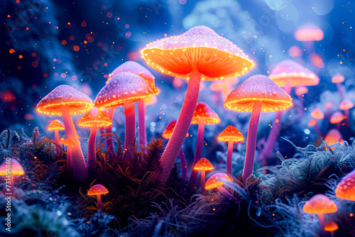 Enchanted Forest with Bioluminescent Mushrooms.