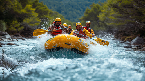 White water rafting, adults have a fun time doing extreme sports on the river. © Jammy Jean