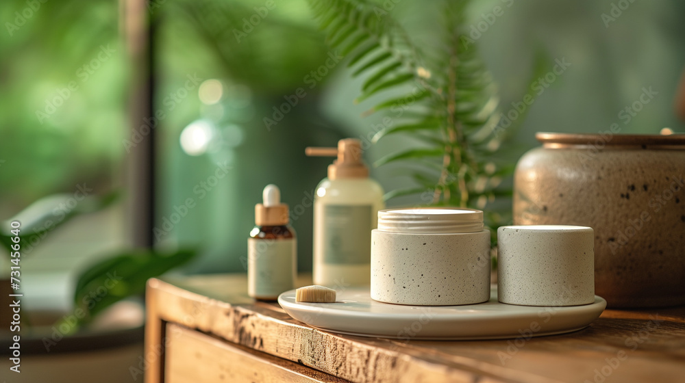 Eco friendly skin care products on display. Eco friendly skin care products on display.