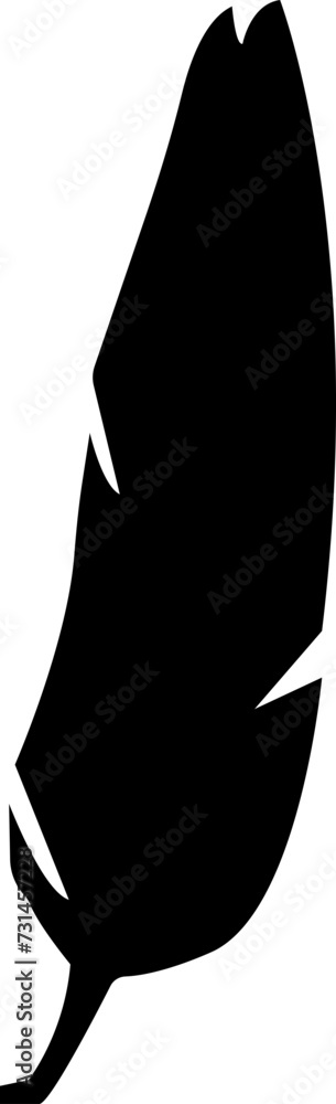 Black Fill Feather icon. Vector illustration for graphic and web design. Simple silhouette sign isolated on transparent background. Internet concept symbol for website button or mobile app.