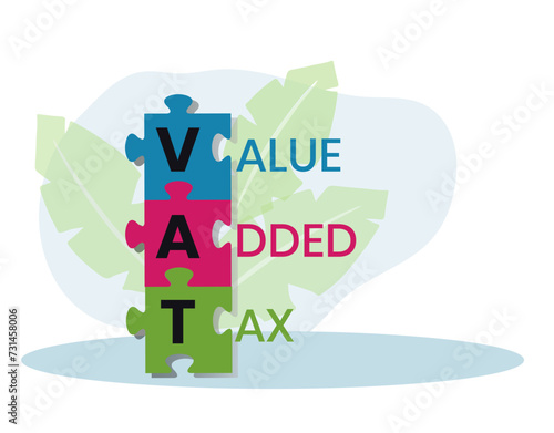 VAT - value added tax. acronym business concept. vector illustration concept with keywords and icons. lettering illustration with icons for web banner, flyer, landing page