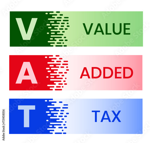 VAT - value added tax. acronym business concept. vector illustration concept with keywords and icons. lettering illustration with icons for web banner, flyer, landing page
