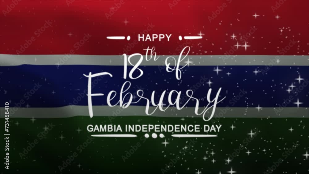 Gambia Independence Day Text Animation with Gambia Flag Background. Celebrate Gambia Independence Day on 18th of February. Great for celebrating Gambia Independence Day. Gambia Independence Day Text Animation with Gambia Flag Background. Celebrate Gambia Independence Day on 18th of February. Great for celebrating Gambia Independence Day.