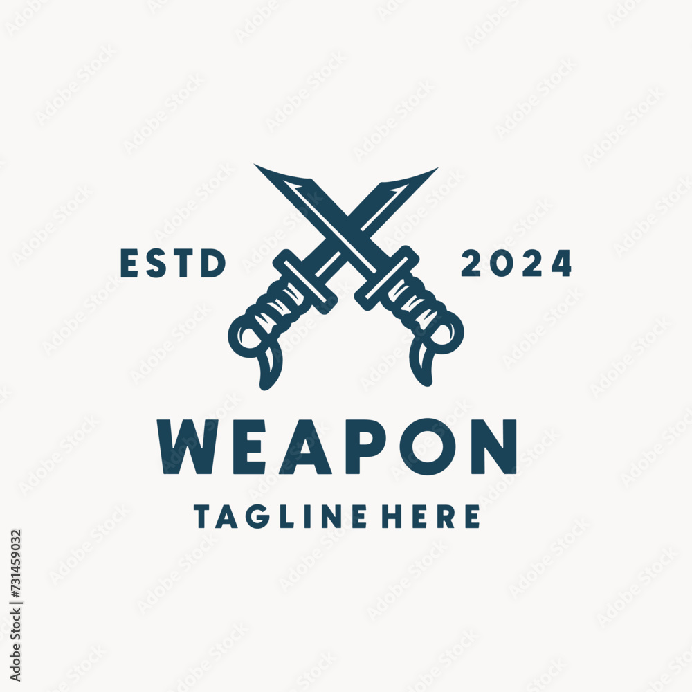 Weapon Sword Knight Vector Logo Design illustration