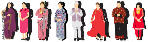 illustration traditional cultural dress asian