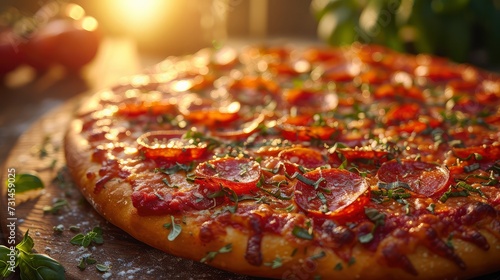 Tempting Pizza Treat: Dramatic Lighting Highlights the Cheese
