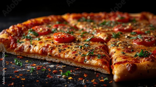 Cheesy Delight: Close-Up View of Delicious Pizza photo