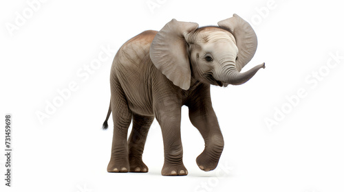 A charming baby elephant taking tentative steps