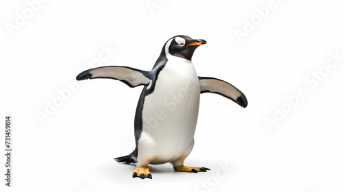 A comical penguin doing a silly dance