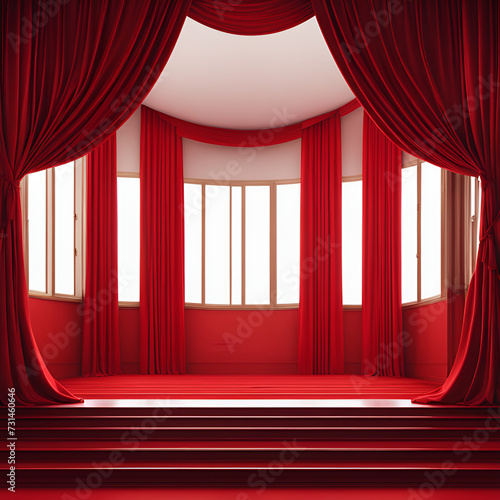 red curtain with background  generative ai