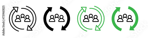 Workforce Shift Line Icon. Employee Transition icon in black and white color.