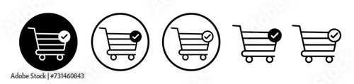 E-Commerce Validation Line Icon. Purchase Approval icon in black and white color.
