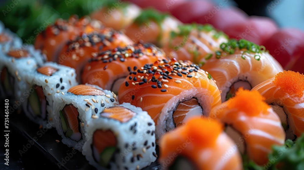 Sushi Roll Feast: Tempting Delights on the Table Sushi Roll Feast: Tempting Delights on the Table