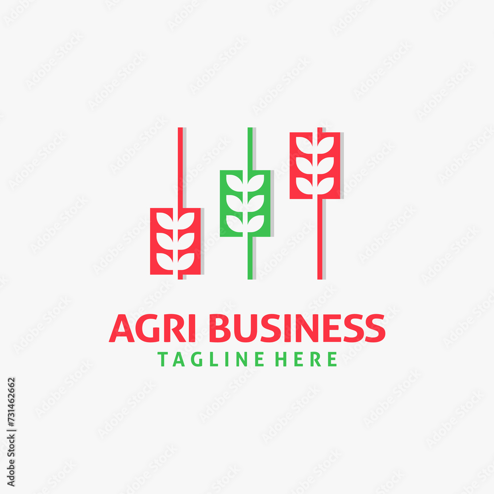 Wheat and chart for agribusiness logo design