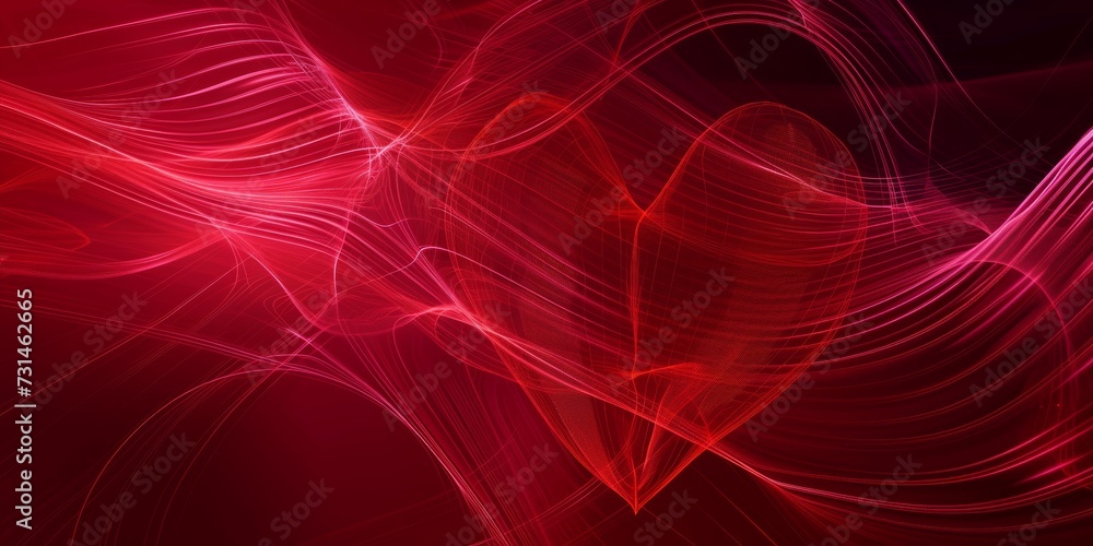 Red Neon Heartbeat on Smoky Background