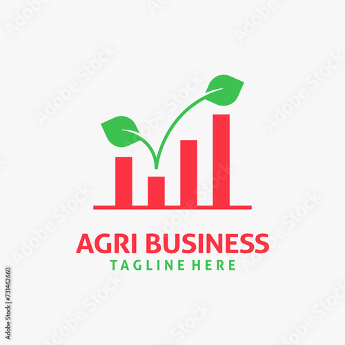 Leaf and chart for agribusiness logo design