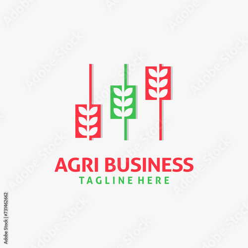 Wheat and chart for agribusiness logo design