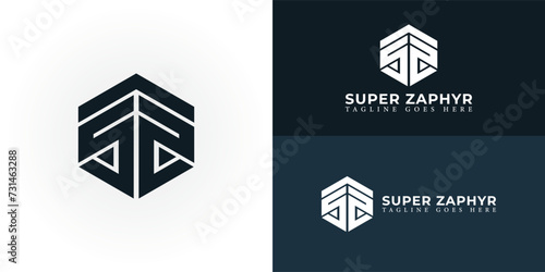 Abstract initial letter SZ or ZS logo in deep blue color isolated in white background applied for real estate developer logo also suitable for the brands or companies have initial name ZS or SZ.