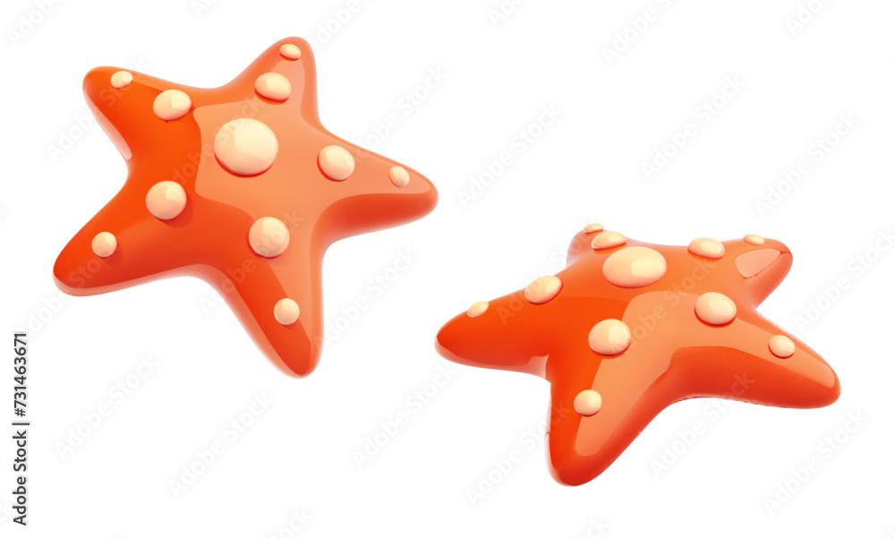 Cartoon red starfish in different angles on a white background. Wind illustration Cartoon red starfish in different angles on a white background. Wind illustration
