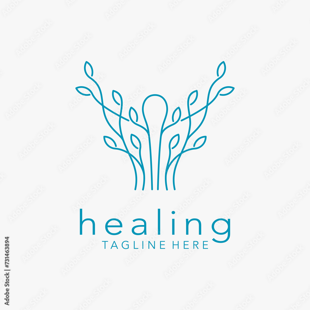 Human and natural element for energy healing logo design Human and natural element for energy healing logo design