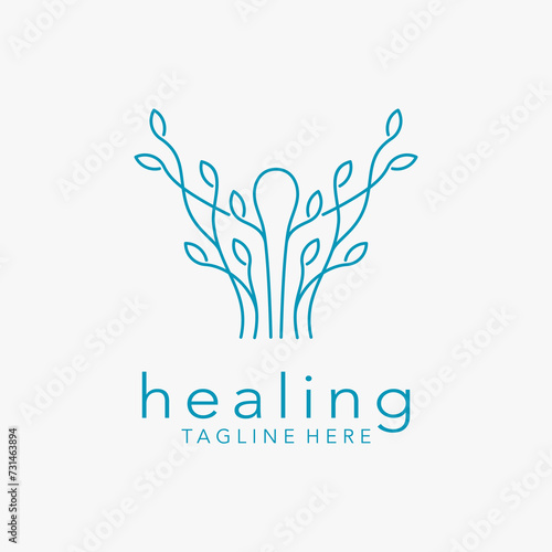 Human and natural element for energy healing logo design
