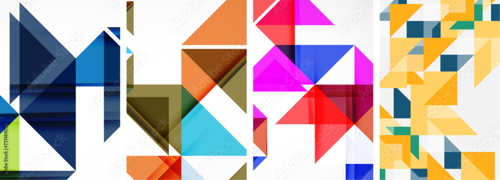 Triangle poster geometric background set Triangle poster geometric background set
