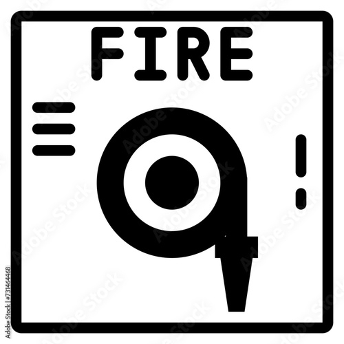 fire fighter hose emergency caution solid glyph