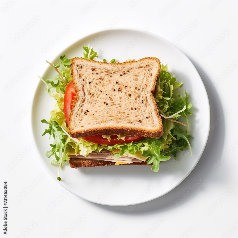 Crave-Worthy Creations: Loaded Fast Food Sandwich, Isolated on White. Dive into a Symphony of Flavor with Every Bite, Captured Perfectly Against a Clean Background for Your Culinary Delight