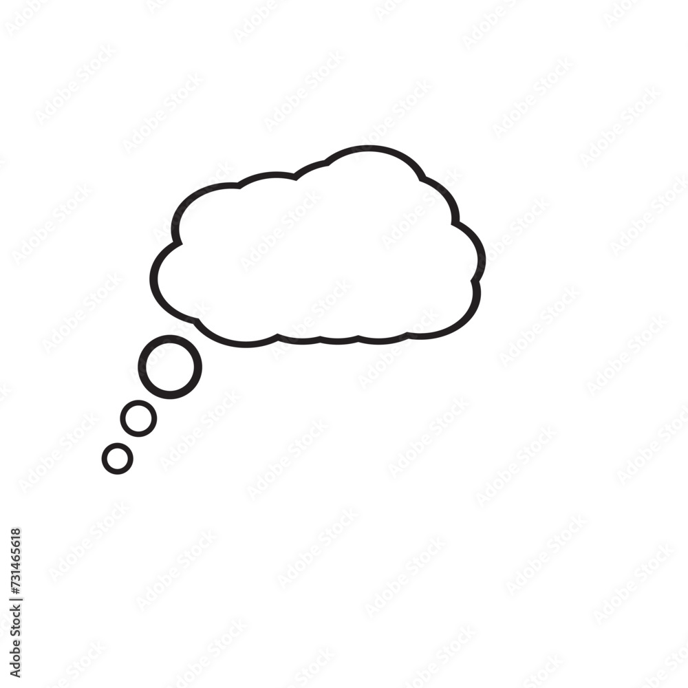 Think bubble isolated on white background. Trendy think bubble in flat style. Modern template for social network and label. Creative thought balloon. Cloud line art, vector illustration Think bubble isolated on white background. Trendy think bubble in flat style. Modern template for social network and label. Creative thought balloon. Cloud line art, vector illustration