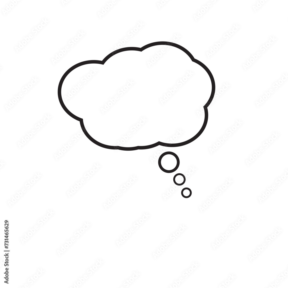 Thought bubble thinking cloud line art vector icon for apps and websites Thought bubble thinking cloud line art vector icon for apps and websites