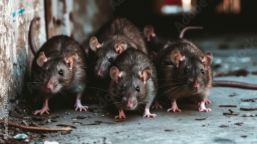 Rats in the trash. Rats are carriers of diseases. Rats scuttle amidst discarded debris.