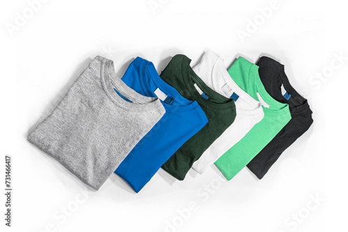 isolated Round neck t-Shirts blue and green colorful