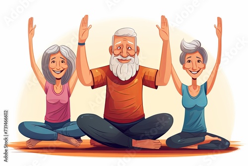 Senior people doing yoga 