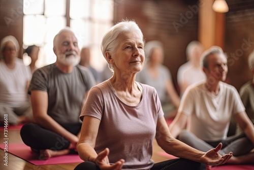 senior people doing yoga